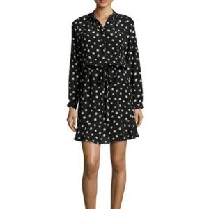 Rebecca Taylor Dandelion-Print Silk Shirtdress, Black  4